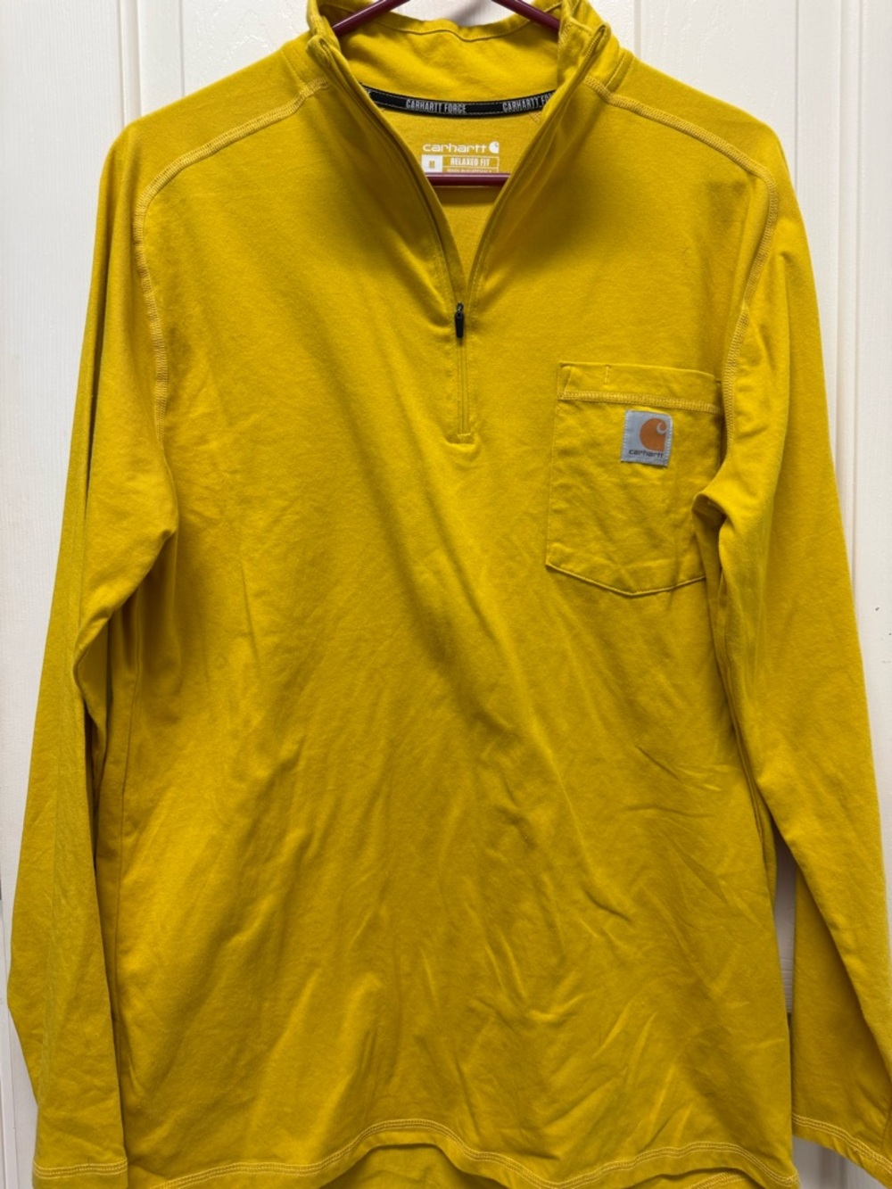 Carhartt Bright Yellow Quarter-Zip Long Sleeve Pocket Top